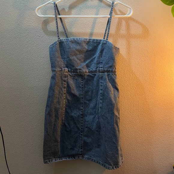 Structured form fitting denim mini Dress - Picture 4 of 6